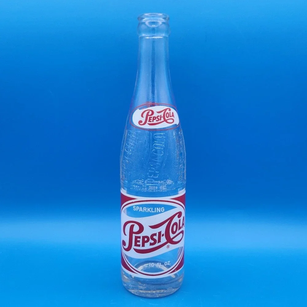 Vintage Sparkling Pepsi-Cola Glass Bottle 10 oz NY Temperglas Red & White Logo